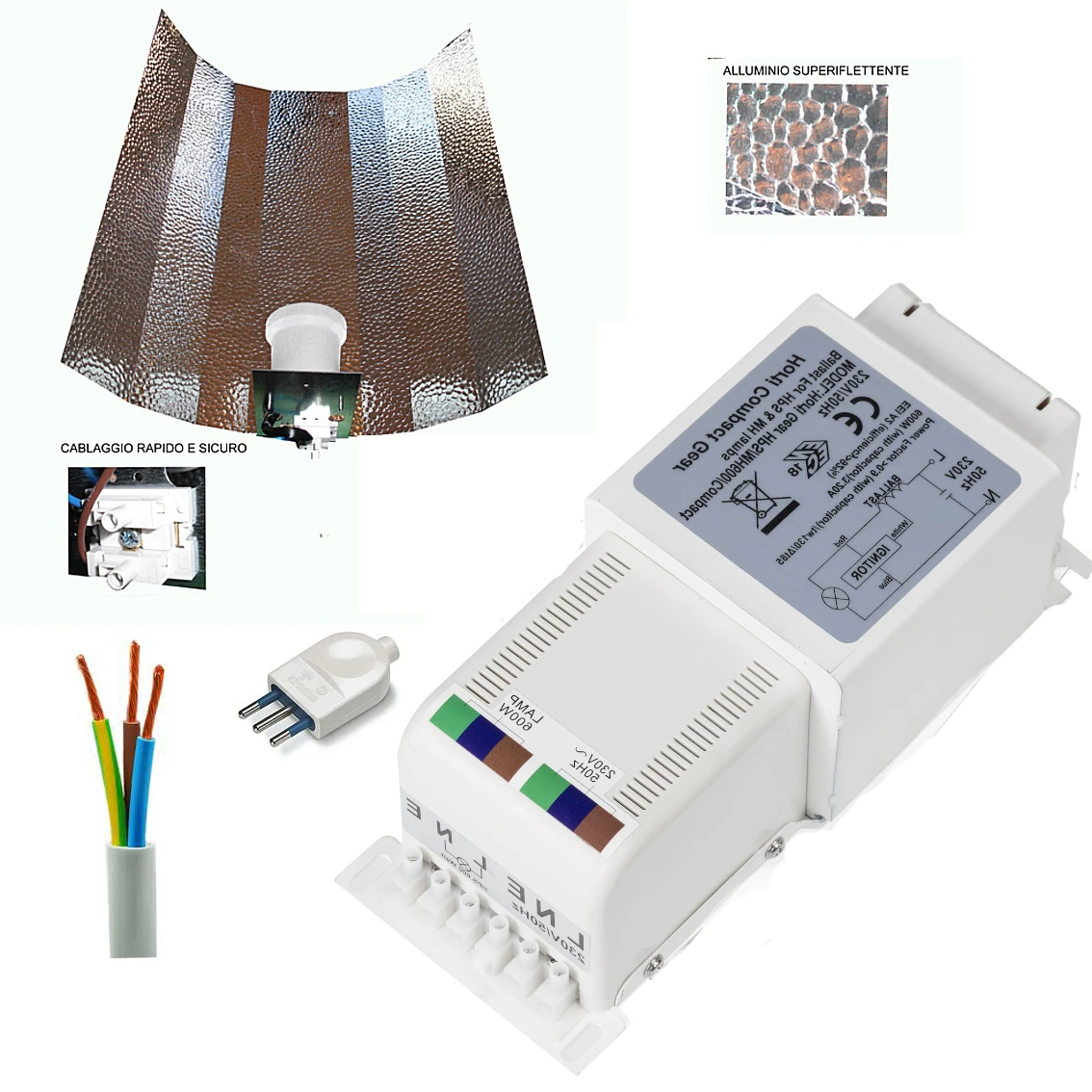 KETI400 - KIT HORTI COMPACT GEAR 400W - SENZA LAMPADA