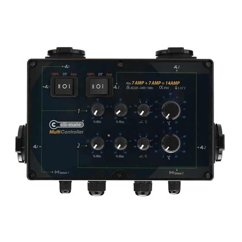MC77 - CLI-MATE MULTI CONTROLLER 2 ROOMS MINIMUM, MAXIMUM AND HYSTERESIS SPEED 2X7A