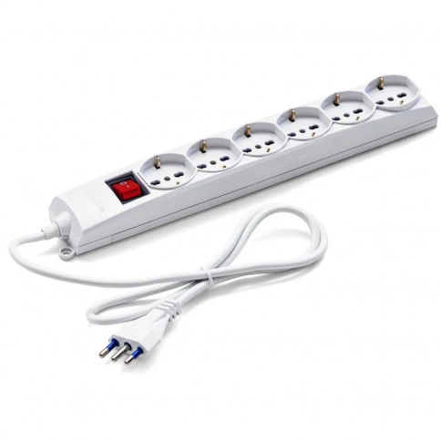 72690 - POWER STRIP WITH 6 SCHUKO TO 16A SOCKETS AND CABLE LENGTH 1.2M