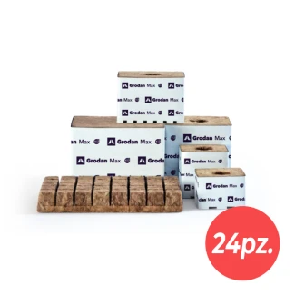 GRODAN - MAX V1.0 TECH ROCK WOOL CUBE WITH HOLE BOX 24pcs. | 20x20x14h cm