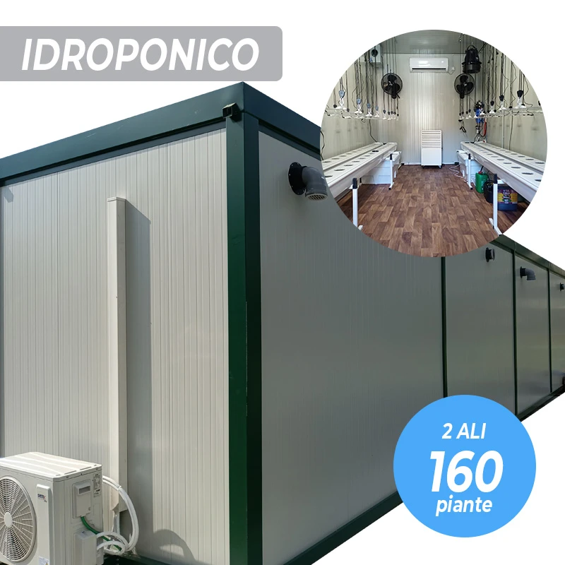 LAB007 - INDOORLINE - PREFABRICATED LABORATORY GS 160 PLANTS - HYDROPONIC - 2 WINGS | 1200x240x270h cm