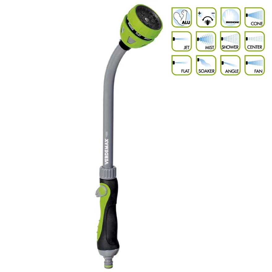 V009530 - VERDEMAX - LANCE DE DOUCHE AVEC 9 JETS DIFFÉRENTS ET RACCORD RAPIDE ERGONOMIQUE IMPUGUATURA