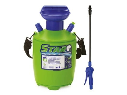 STAR5 - POMPA A PRESSIONE MOD.5  5 LITRI IN PLASTICA VERDE/BLU CON LANCIA - NEBULIZZATORE