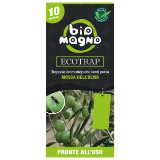 BIOMAGNO - ECOTRAP TRAPPOLA CROMOTROPICA VERDE PER MOSCA DELL'OLIVA | 10x22cm 10pz.